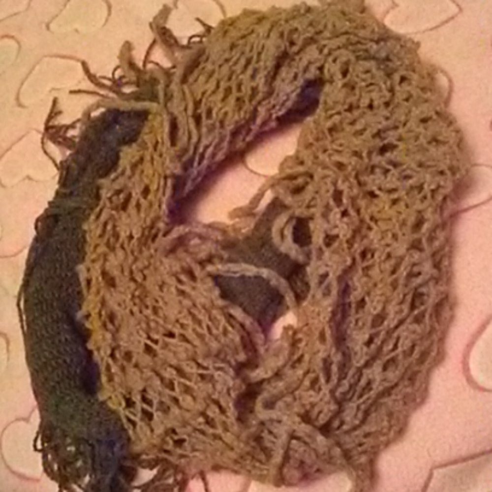 Two-tone infinity scarf.
